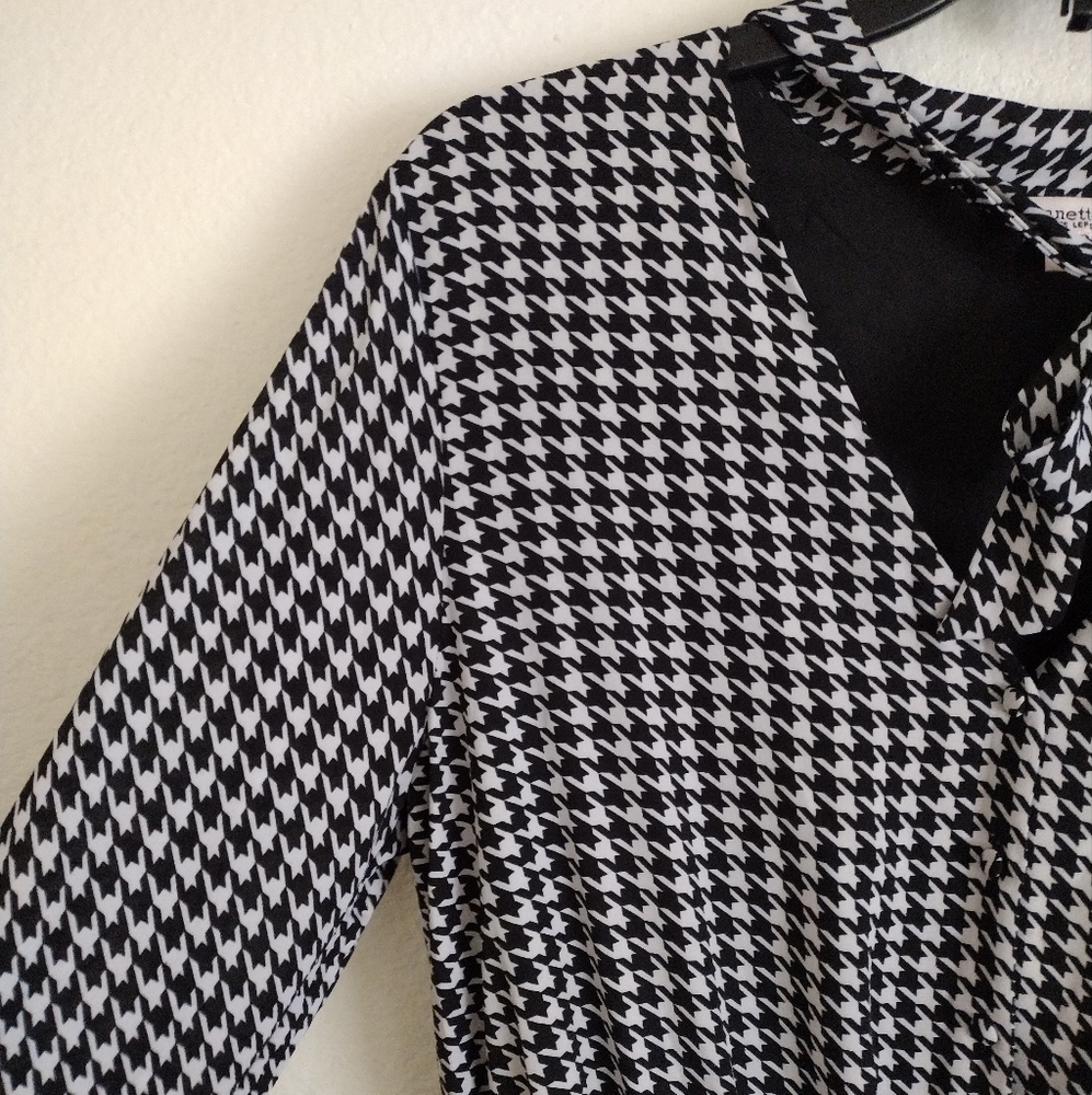 Nanette Lepore NWT black white houndstooth print tiered dress size 12 - Picture 6 of 13